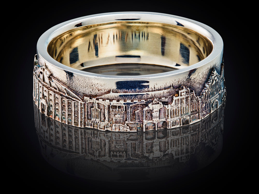 Zilveren Haarlem ring | smal met 8 iconische gebouwen